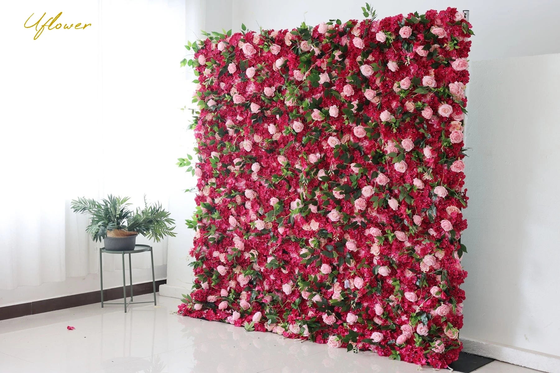 Wedding Red Pink Rose 5D Artificial Flower Wall Backdrop